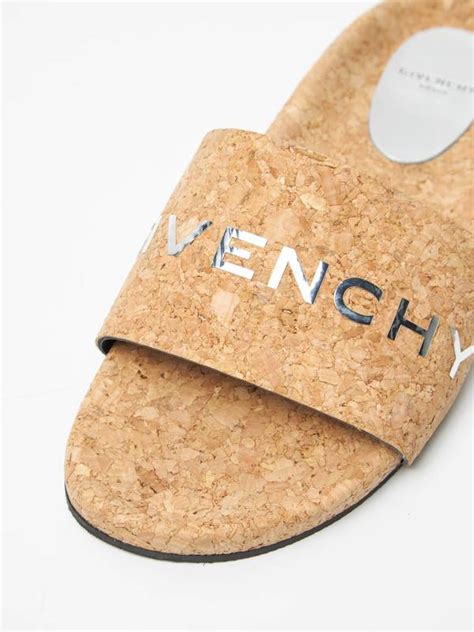 givenchy logo slides cork|Givenchy flat mules.